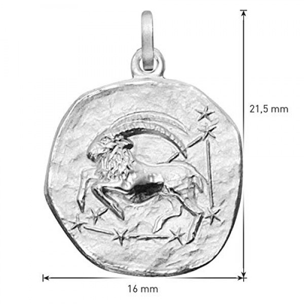 Trendor 08441-01 여성, 남성 또는 어린이를위한 목걸이 925 실버 직경 16 mm 스털링 실버 염소 자리 조디악 로그인