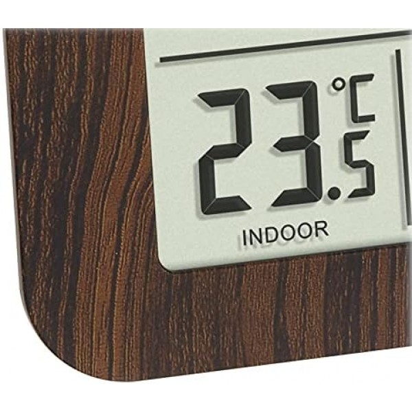 온도 표시 기능이 있는 TFA Dostmann 60.4518.08 디지털 라디오 벽시계(배터리 포함 브라운)
