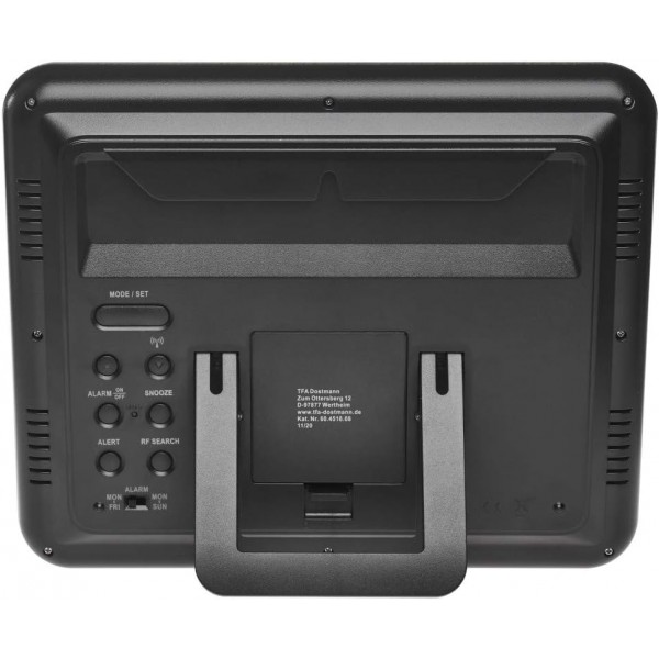 온도 표시 기능이 있는 TFA Dostmann 60.4518.08 디지털 라디오 벽시계(배터리 포함 브라운)