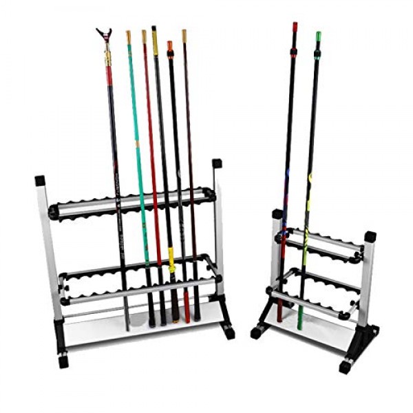 낚싯대 랙 - 알루미늄 합금 막대 홀더, 최대 24개의 막대 보유, 차고 또는 가정용 낚싯대 보관 주최자