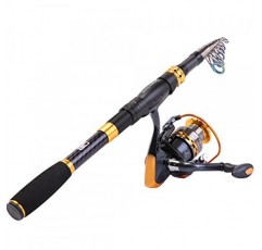 Sougayilang 낚싯대 릴 콤보 여행용 스피닝 릴이있는 탄소 섬유 텔레스코픽 낚시대 바닷물 민물 낚시