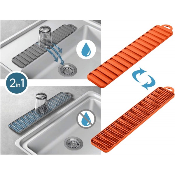 Metaltex 320485001 Gravity Slim Abtropfmatte 오렌지, 40x8 cm