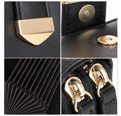 Pomelo 동전 수납칸이 있는 최고의 여성용 신용 카드 소지자 더블 레이어 20 수납칸 지퍼가 있는 RFID 보호 카드 소지자, 업데이트 블랙, 모던