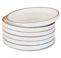 모라 세라믹 플랫 플레이트 6-8인치 세트 - 디저트, 샐러드, 전채요리, 작은 점심 등 접시. 전자레인지, 오븐, 식기세척기에 안전하고 긁힘 방지 기능이 있습니다. 주방 