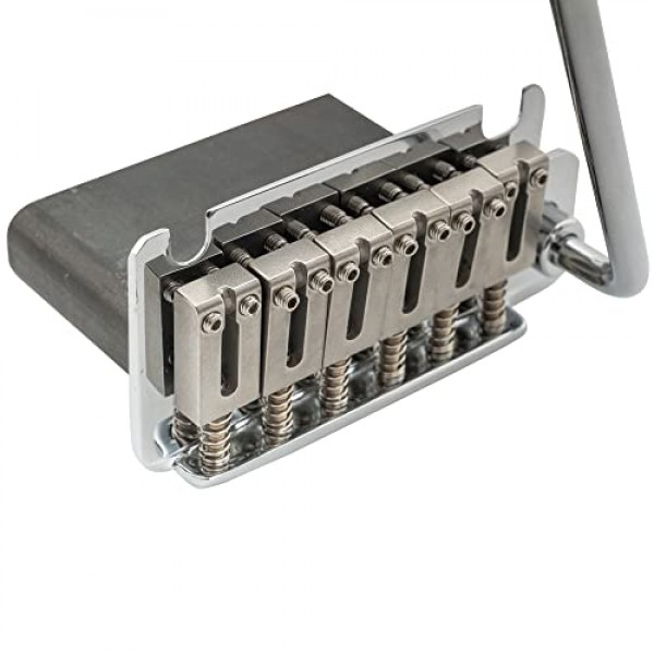 Musiclily Pro 52.5mm 풀 블록 2포인트 기타 트레몰로 스트라토캐스터 브릿지(현대 아메리칸 스트랫 일렉트릭 기타, 크롬용 스틸 안장 포함)