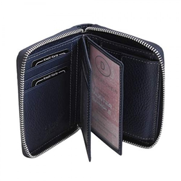Wild Things Only의 남성용 인물 지갑! 지퍼 잠금 소가죽 남성용 지갑 지갑(색상 선택) - Zmoka 제공, 블루