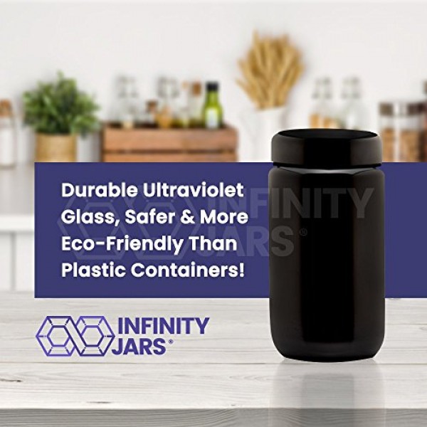 Infinity Jars 400ml(13.53fl oz) 검정색 자외선 리필 가능 빈 유리 나사형 뚜껑 용기