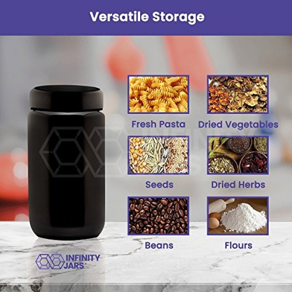 Infinity Jars 400ml(13.53fl oz) 검정색 자외선 리필 가능 빈 유리 나사형 뚜껑 용기