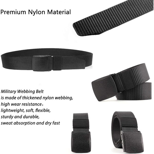 Lalafancy 2er 남녀 공용 나일론 캔버스 벨트 플라스틱 버클이 있는 조절 가능한 패브릭 벨트, 길이 140cm, 너비 약 3.8cm 블랙 + 블랙
