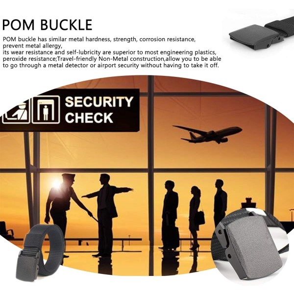 Lalafancy 2er 남녀 공용 나일론 캔버스 벨트 플라스틱 버클이 있는 조절 가능한 패브릭 벨트, 길이 140cm, 너비 약 3.8cm 블랙 + 블랙