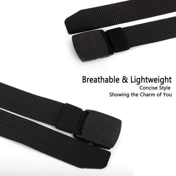Lalafancy 2er 남녀 공용 나일론 캔버스 벨트 플라스틱 버클이 있는 조절 가능한 패브릭 벨트, 길이 140cm, 너비 약 3.8cm 블랙 + 블랙