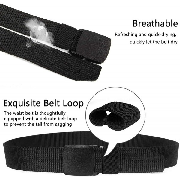 Lalafancy 2er 남녀 공용 나일론 캔버스 벨트 플라스틱 버클이 있는 조절 가능한 패브릭 벨트, 길이 140cm, 너비 약 3.8cm 블랙 + 블랙