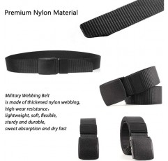 Lalafancy 2er 남녀 공용 나일론 캔버스 벨트 플라스틱 버클이 있는 조절 가능한 패브릭 벨트, 길이 140cm, 너비 약 3.8cm 블랙 + 블랙