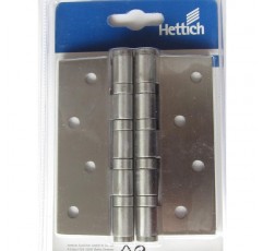 Hettich 도어 힌지 STAINLESS STEEL 무광, 100 x 75mm, 솔리드 디자인, 2개, 9100453