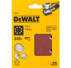 Dewalt 사포(Klettfix 115 x 115mm, K240, 천공(8개의 링 모양 구멍), 다용도 목재/색상 - 건식 샌딩) DT3035-QZ