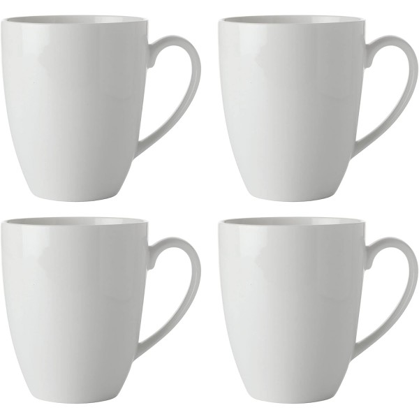 Maxwell & Williams 화이트 베이직 화이트 머그 4종 세트, 도자기, 450ml POFX0140 화이트 머그 450ml