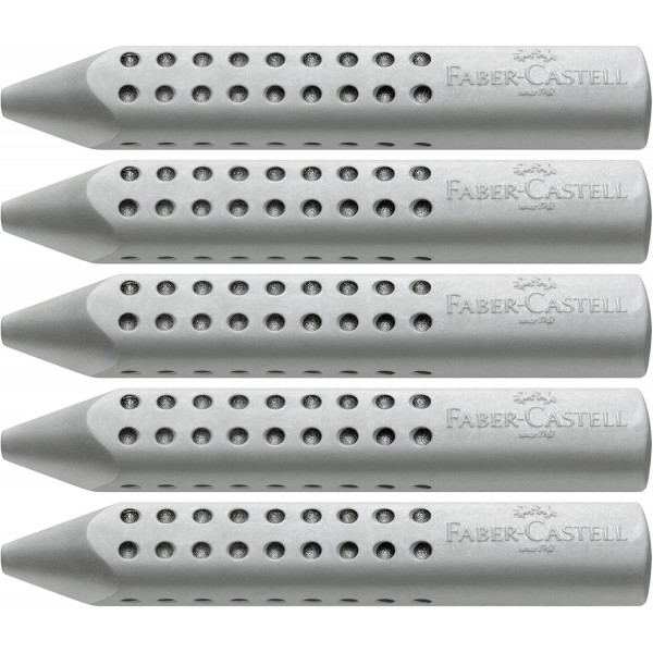 Faber-Castell 187100 - 삼각형 지우개 그립 2001, 회색, 5개 및 183800 - 캔 샤프너 그립이 포함된 캔 샤프너 그립 번들