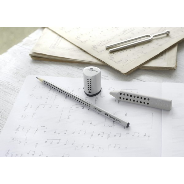 Faber-Castell 187100 - 삼각형 지우개 그립 2001, 회색, 5개 및 183800 - 캔 샤프너 그립이 포함된 캔 샤프너 그립 번들