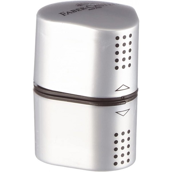 Faber-Castell 187100 - 삼각형 지우개 그립 2001, 회색, 5개 및 183800 - 캔 샤프너 그립이 포함된 캔 샤프너 그립 번들