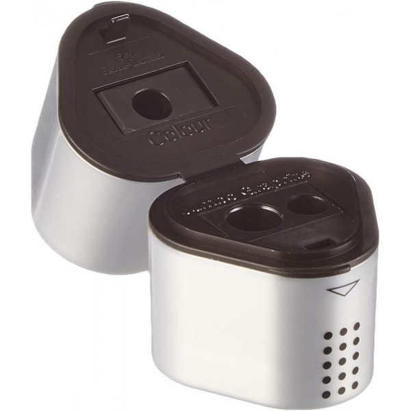 Faber-Castell 187100 - 삼각형 지우개 그립 2001, 회색, 5개 및 183800 - 캔 샤프너 그립이 포함된 캔 샤프너 그립 번들