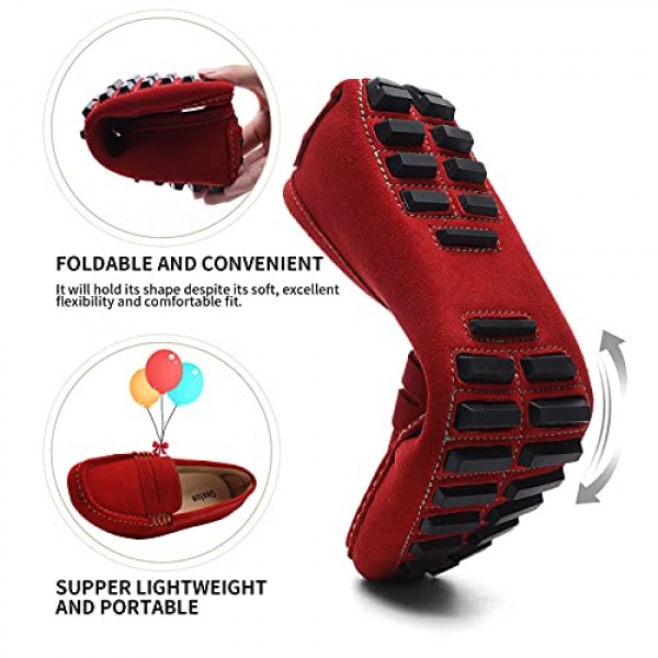 Osslue 여성 스웨이드 가죽 캐주얼 페니 로퍼 레트로 숙녀 모카신 운전 Mocs 컴포트 슬립 온 패션 보트 신발 클래식 플랫