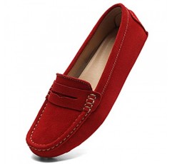 Osslue 여성 스웨이드 가죽 캐주얼 페니 로퍼 레트로 숙녀 모카신 운전 Mocs 컴포트 슬립 온 패션 보트 신발 클래식 플랫