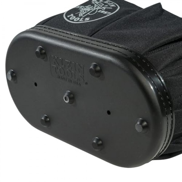 Klein Tools 5144BHB 킥스탠드가 있는 타원형 하드바디 버킷 도구 정리함, 후크 구멍, 비전도성 플라스틱, 폴리프로필렌 바닥, 14포켓