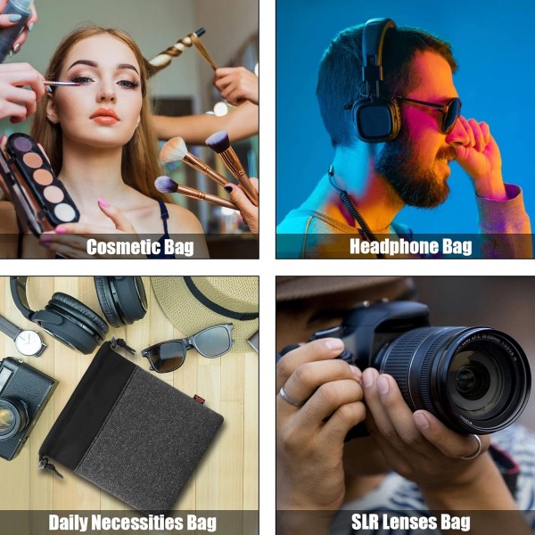 Desing Wish 경량 헤드폰 보관 가방 휴대용 헤드폰 운반 케이스 헤드셋 파우치 오버헤드 헤드폰용 부드러운 여행용 케이스 게임용 헤드셋 넥 스트랩 이어버드(대형 회색)