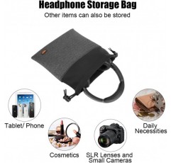 Desing Wish 경량 헤드폰 보관 가방 휴대용 헤드폰 운반 케이스 헤드셋 파우치 오버헤드 헤드폰용 부드러운 여행용 케이스 게임용 헤드셋 넥 스트랩 이어버드(대형 회색)