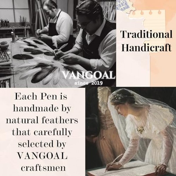 VANGOAL 깃털 펜 및 잉크 세트, 반짝이는 퀼 펜 세트 잉크가 포함된 골동품 서예 딥 펜, 교체 펜촉 2개, 펜 스탠드 베이스, 럭셔리 빈티지 시그니처 펜(녹색)