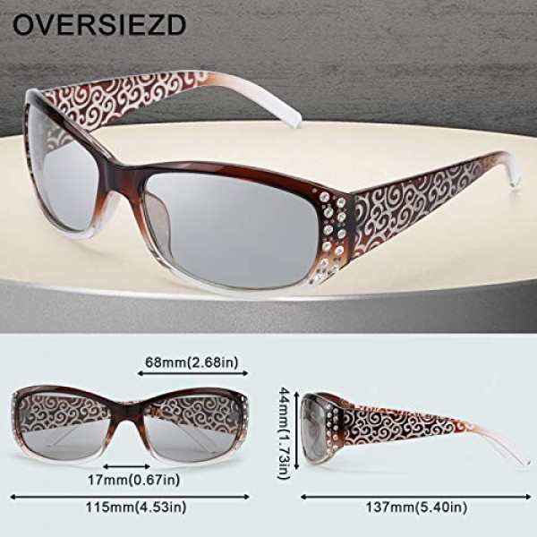 IGnaef 라인스톤 여성용 포토크롬 선글라스, 편광 렌즈, UV400 보호, 야외용 눈부심 방지 빈티지 선글라스, m