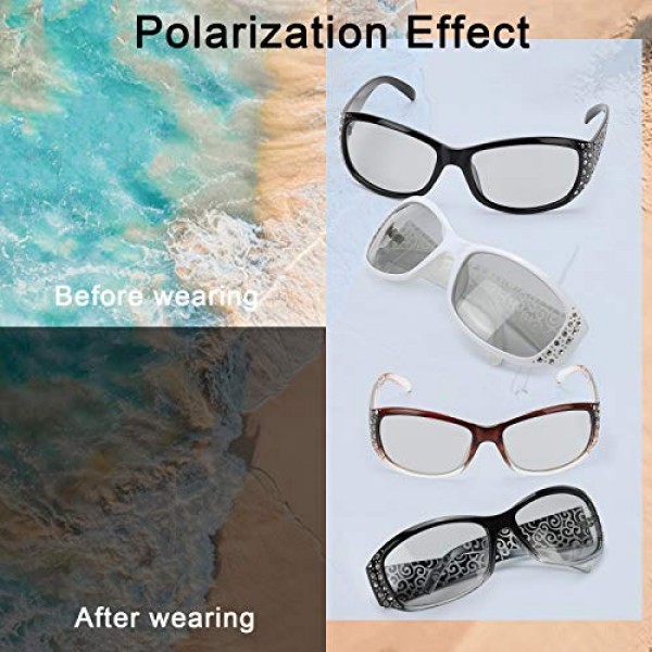 IGnaef 라인스톤 여성용 포토크롬 선글라스, 편광 렌즈, UV400 보호, 야외용 눈부심 방지 빈티지 선글라스, m