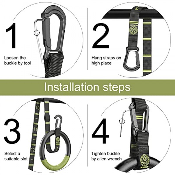 조절 가능한 스트랩이 있는 QUOLIX 체조 링, 스트랩이 있는 미끄럼 방지 풀업 링, 가정용 스트랩이 있는 1300lbs 운동 링, 홈 체육관, 운동, 운동, 훈련, 미용 체조용 체조 