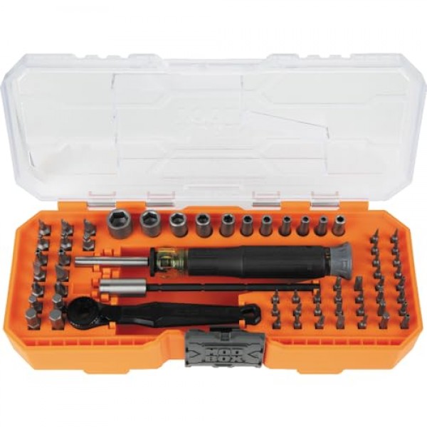 Klein Tools 32787 모듈형 케이스, 자기, 정밀, 표준 비트 및 너트 드라이버가 포함된 64피스 마이크로 래칫 비트 정밀 드라이버 세트