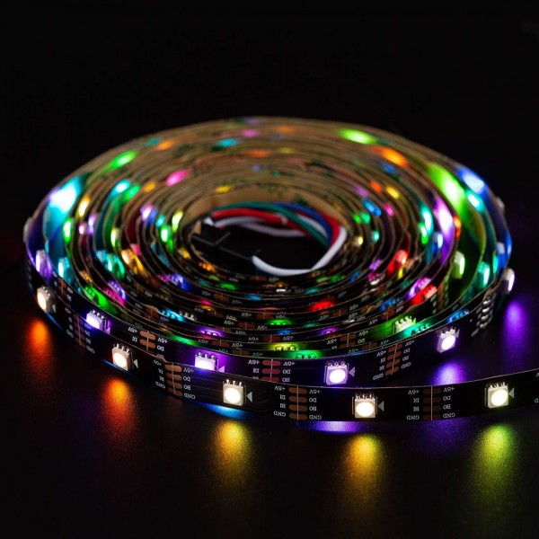 BTF-LIGHTING 16.4피트 150 픽셀 WS2813 업그레이드된 WS2812B 개별적으로 디지털 주소 지정 가능 RGB 이중 신호 LED 유연한 스트립 라이트 5050 SMD 매직 드림 컬러 IP30 비 방수 DC 5V 