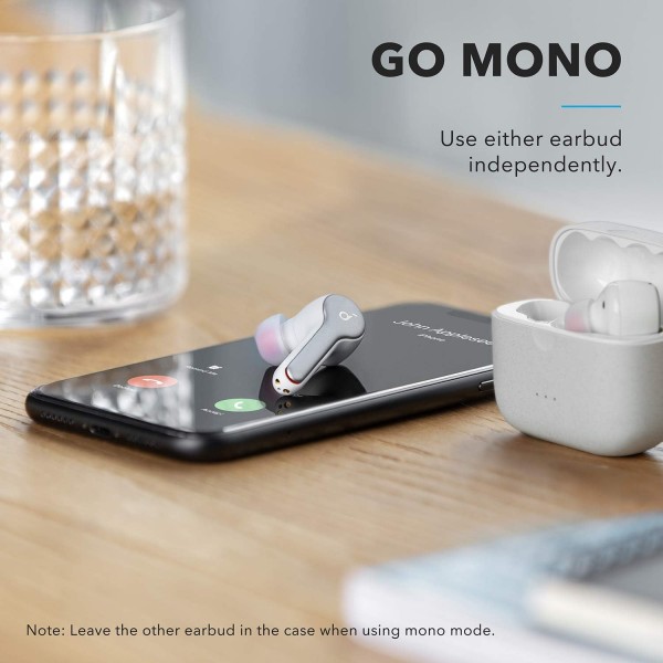 Anker Innovations Soundcore Liberty Air 2 - 다이아몬드 코팅 드라이버가 장착된 진정한 무선 헤드폰 및 높은 연결 잡음 제거 기능이 있는 4개의 마이크 - 흰색, 귀속