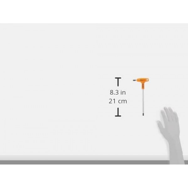 Beta 96T 5 T-핸들 육각 소켓(5.0mm 육각 키, 크롬 도금, 인체 공학적 T-핸들, 강력하고 내구성이 있음, Made in Italy, 무게: 83.6g) 실버/오렌지