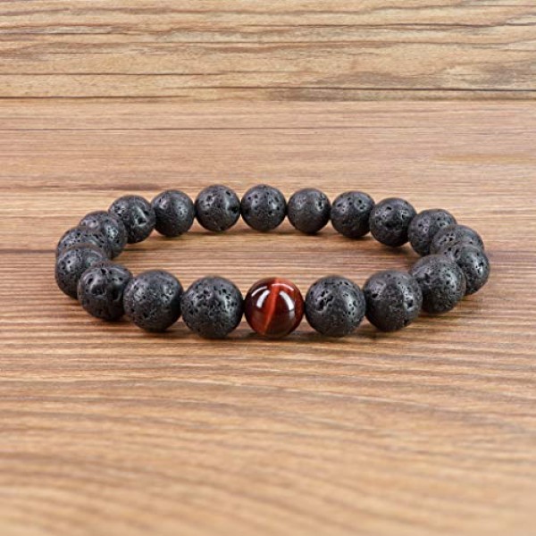 coai 남성용 용암석 및 보석 팔찌