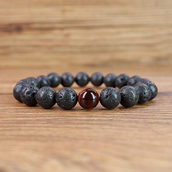 coai 남성용 용암석 및 보석 팔찌