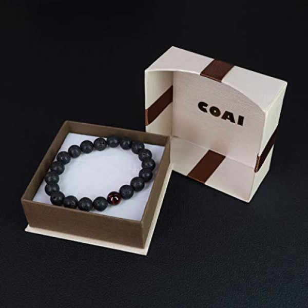coai 남성용 용암석 및 보석 팔찌