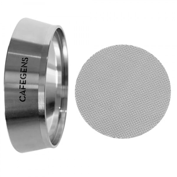 CAFEGENS 54mm 에스프레소 도징 깔때기 및 퍽 스크린 세트, 자기 커피 도징 링, 54mm Breville Portafilters용 재사용 가능한 에스프레소 퍽 스크린