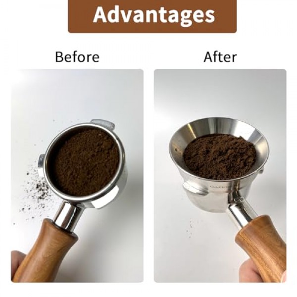 CAFEGENS 54mm 에스프레소 도징 깔때기 및 퍽 스크린 세트, 자기 커피 도징 링, 54mm Breville Portafilters용 재사용 가능한 에스프레소 퍽 스크린