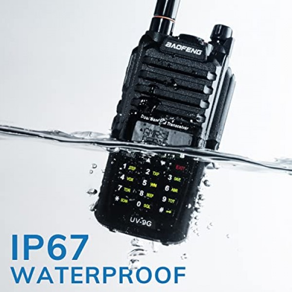 Baofeng UV-9G GMRS 라디오(2팩), IP67 방수 실외 양방향 라디오, 프로그래밍 케이블 및 RA-MD2 안테나로 장거리 충전식, GMRS 중계기 가능, 처프 지원