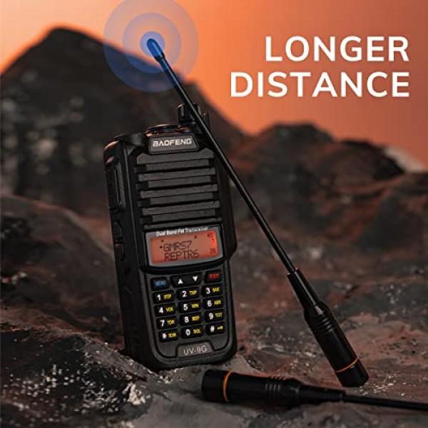 Baofeng UV-9G GMRS 라디오(2팩), IP67 방수 실외 양방향 라디오, 프로그래밍 케이블 및 RA-MD2 안테나로 장거리 충전식, GMRS 중계기 가능, 처프 지원