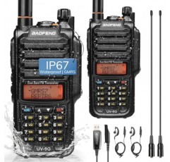 Baofeng UV-9G GMRS 라디오(2팩), IP67 방수 실외 양방향 라디오, 프로그래밍 케이블 및 RA-MD2 안테나로 장거리 충전식, GMRS 중계기 가능, 처프 지원