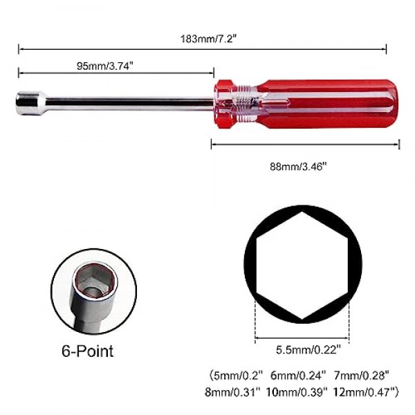 Auniwaig 5mm-12mm 육각 너트 키 소켓 렌치 스크류 드라이버 수공구 세트 7Pcs