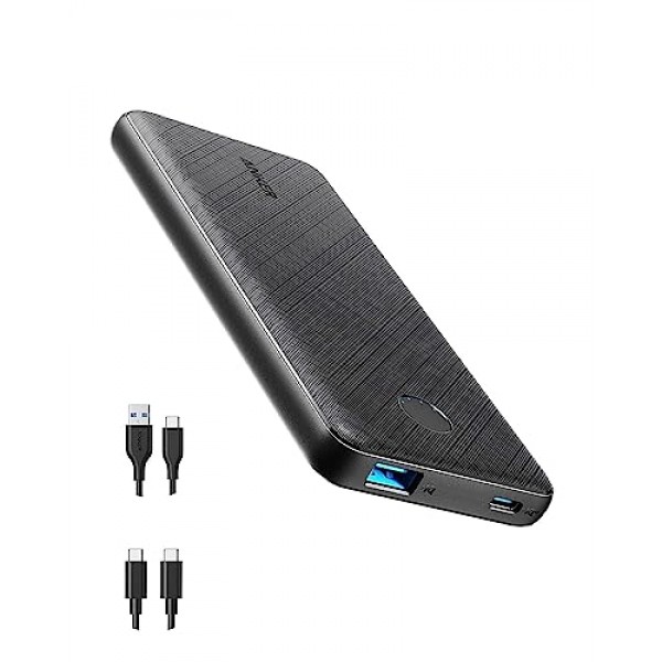 Anker 휴대용 충전기, 20W 전원 공급 기능을 갖춘 USB-C 휴대용 충전기 10000mAh, iPhone 14/13/12 시리즈, S10, Pixel 4 이상용 523 전원 은행(PowerCore Slim 10K PD)(검은색)