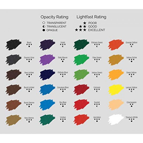 MyArtscape 아크릴 페인트 세트 - 24 x 21ml 튜브 - Lightfast - 무거운 바디