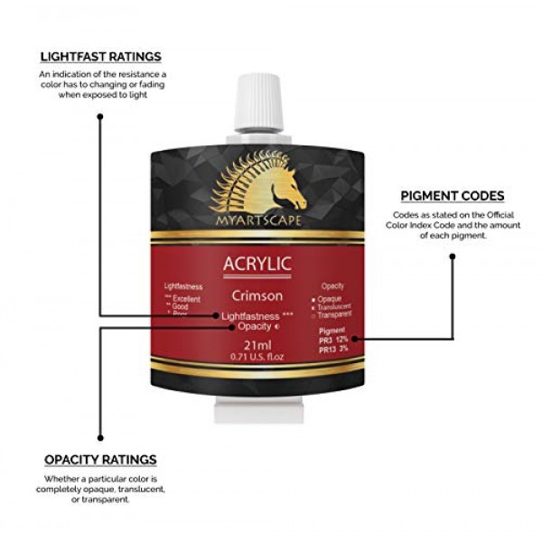 MyArtscape 아크릴 페인트 세트 - 24 x 21ml 튜브 - Lightfast - 무거운 바디