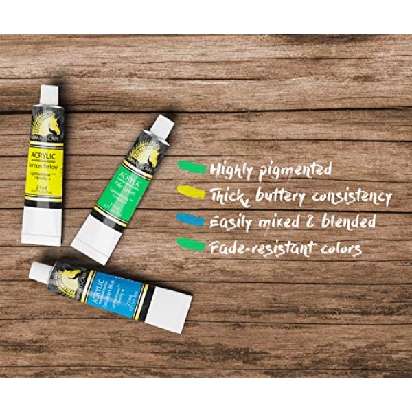 MyArtscape 아크릴 페인트 세트 - 24 x 21ml 튜브 - Lightfast - 무거운 바디